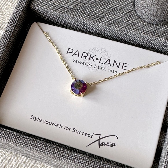 Winterberry Impression Necklace - Red AB Crystal Solitaire - Park Lane Jewelry - Picture 4 of 11